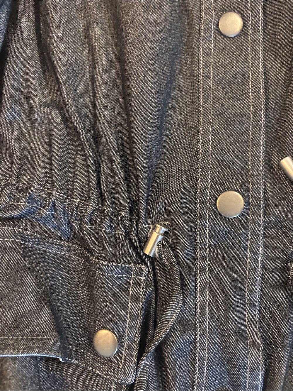 Ruby Rd. Black Denim Drawstring Jacket with Silver Lining - Picture 4 of 7
